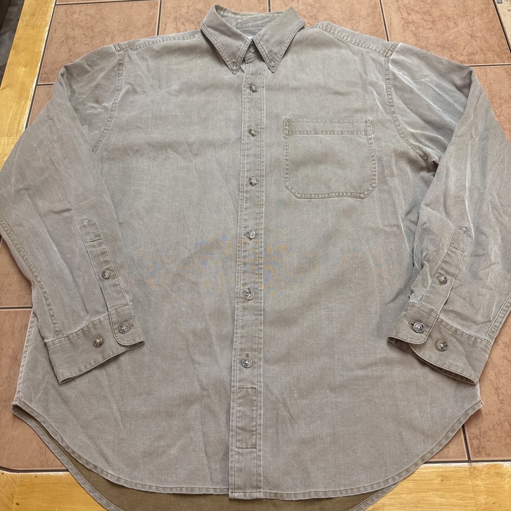 The Territory Ahead Tan Brown Cotton Silk Corduroy Button-Down Shirt Pocket Sz M